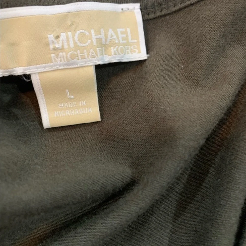 MICHAEL KORS Army Green Scooped Neck Cinched & Zippered LS‎ Women’s Size L - Picture 3 of 7